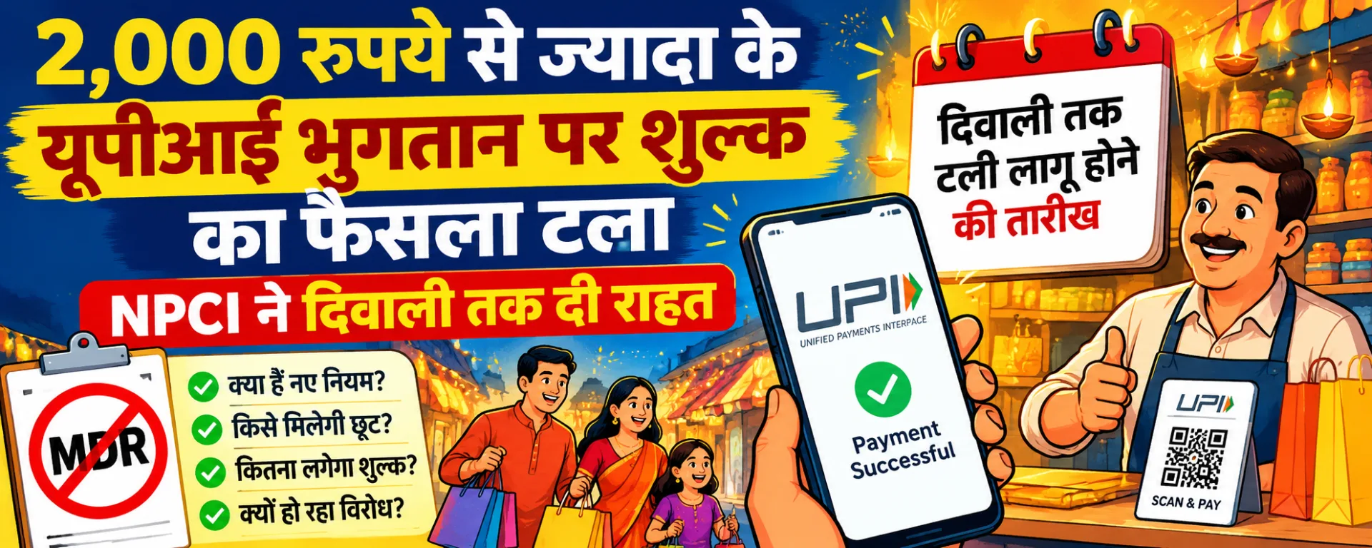 UPI MDR चार्जेस अपडेट: 2,000 रुपये से ज्यादा के यूपीआई भुगतान पर शुल्क का फैसला टला, NPCI ने दिवाली तक दी राहत
