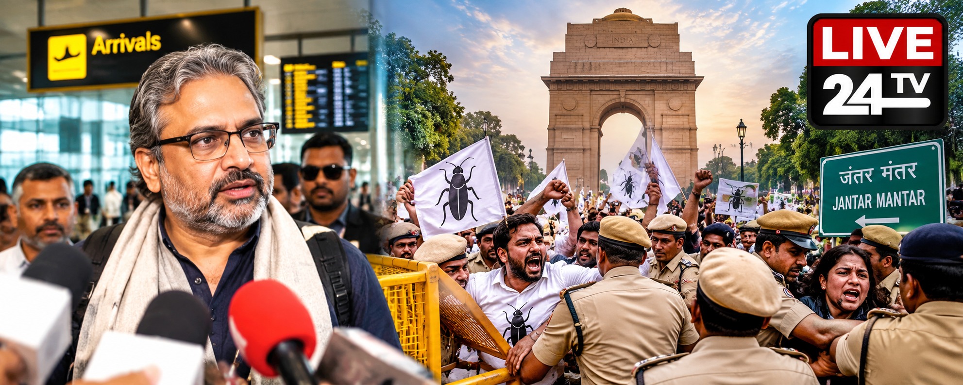 CJP protest in Delhi: Abhijeet Dipke arrives, remarks at airport; Delhi Police actions at Jantar Mantar surface